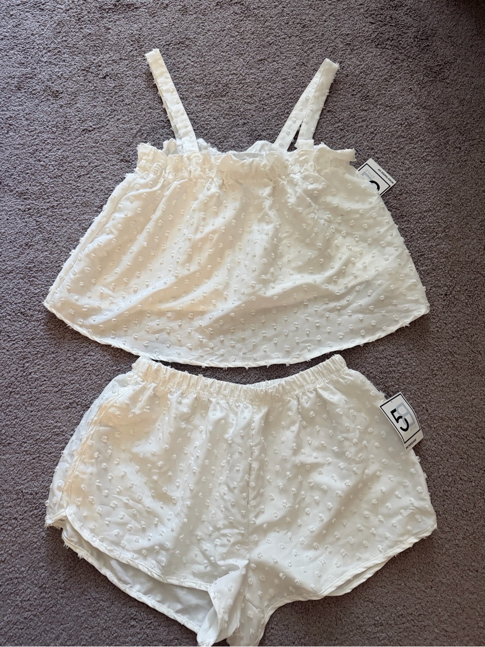 White Swiss Dot Two-Piece Tank & Shorts Set